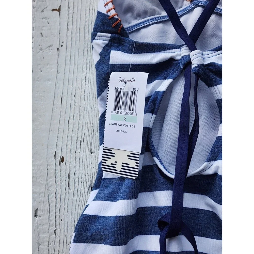 Splendid Girls Chambray Cottage Striped One Piece Sz 8 - Picture 5 of 7